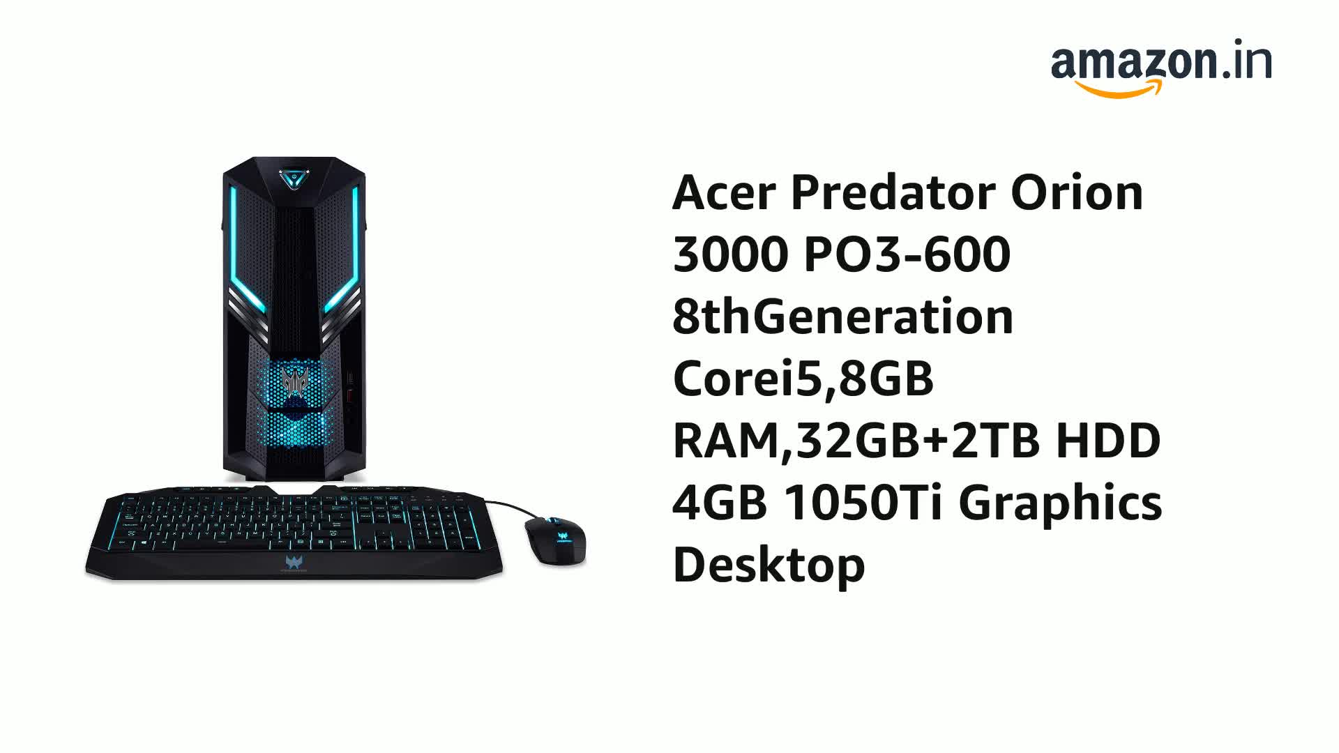 エントリーモデルPC Athron3000g 8GB 480GB コスパ重視 Acer Predator Orion 3000 PO3-600 8th Gen Core i5, 8GB RAM, 32GB+